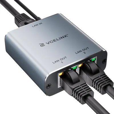 Productafbeelding van LAN splitter 1 naar 2 1000 Mbit/s, LAN-verdeler met USB-C netsnoer