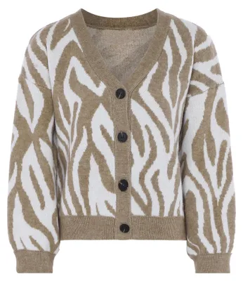 Image de Veste en tricot pour femmes AODA - marron, taille XL/XXL
