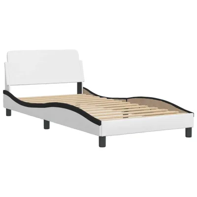Produktbild von Bettgestell "Dover" Weiß und Schwarz 100x200 cm Kunstleder