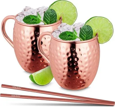 Immagine prodotto di Set di 2 tazze in rame da 470 ml con cannucce