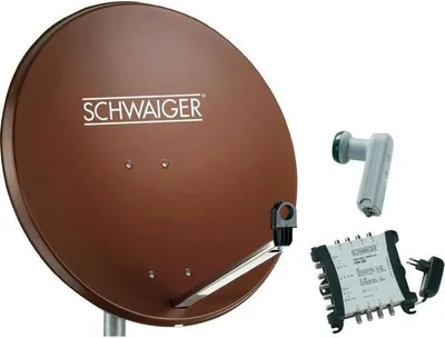 Productafbeelding van SCHWAIGER satellietinstallatie, 80 cm, 8 aansluitingen, Quattro-LNB (zonder switch), baksteenrood, met multiswitch 5/8