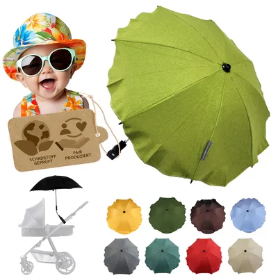 Produktbild von BAMBINIWELT Sonnenschirm für Kinderwagen Ø68cm UV-Schutz50+ Schirm Sonnensegel Sonnenschutz MELIERT hellgrün