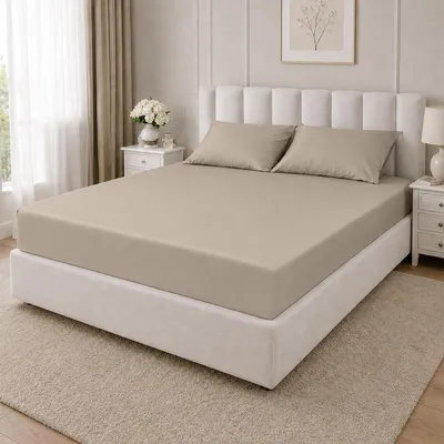 Produktbild von Traumschlaf Mako-Satin Spannbetttuch 190x200 - 200x200 cm beige