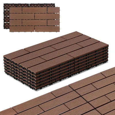 Obrázek produktu pro Peviasot, terasové dlaždice, 30x60 cm, červenohnědé barvy, 54 kusů, 9 m², dlaždice s klikovacím systémem, vhodné pro zahradu a balkon