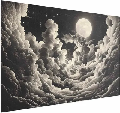 Produktbild von Posterpapier Poster - Moon and Stars Singing Among the Great Clouds 30x21 cm Muster b-H-10059-ao-a