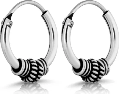Produktbild von Paar Ø 10mm Bali Creolen 1,5mm Keltisch 925 Sterling Silber Herren Gothic 4385