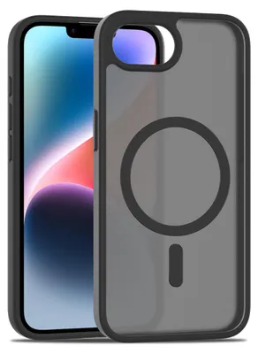 Immagine prodotto di Custodia magnetica per iPhone 16e, compatibile con MagSafe, retro traslucido opaco, resistente agli urti Nero