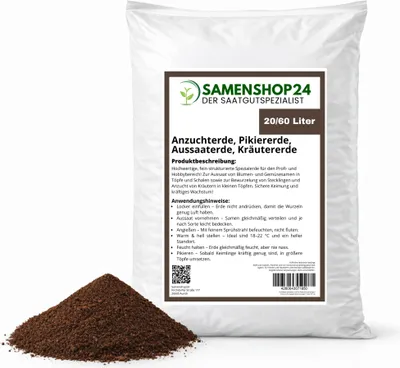 Produktbild von Samenshop24® 60L Anzuchterde (3 Säcke á 20ltr) Pikiererde, Aussaaterde, Kräutererde