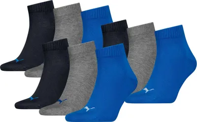 Produktbild von 9 Paar Uni Puma Quarter kurze Sportsocken in Blau Grau Größe 43-46