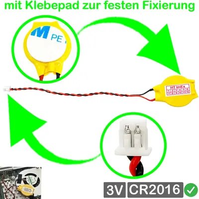 Produktbild von 90mAh RTC plug cable Bios CMOS Battery 3V CR2016 with Connector 4 x 3mm for PC