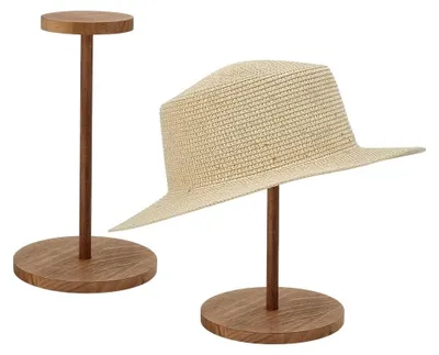 Obrázek produktu pro Stojan na klobouky – 2 sady – Dřevěný stojan na klobouky – Držák na klobouky – Organizér – Výška 27,3 cm – Vhodné pro klobouky/paruky – Regál na klobouky