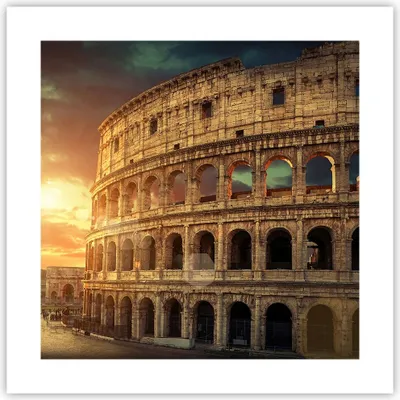 Produktbild von Poster - Poster ohne Rahmen - Coloseum Roma Architektur Italien - 40x40 cm - Wand Bild - Wanddeko - Wandbilder - Kunstposter - Wandposter - Bilder - Kunstdruck - Wandbild - P2XAC40x40-2966