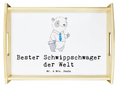 Produktbild von Mr. & Mrs. Panda Tablett Panda Bester Schwippschwager der Welt - Weiß - Geschenk, Familie, Schwager, Geschenkidee, Holztablett, kaffeetablett, sofatablett, Verwandtschaft