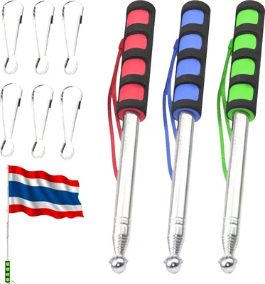 Productafbeelding van Famanu Telescopische Vlaggenmast Set - Lichtgewicht en draagbaar - 3 stuks - Rood, blauw, groen