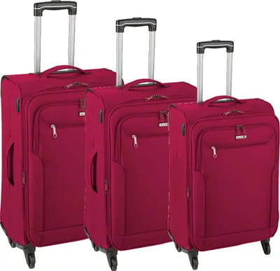Produktbild von Trolley 3er Set Leicht Urlaub Reisekoffer 4 Rollen mit Dehnfalte Rot Bowatex