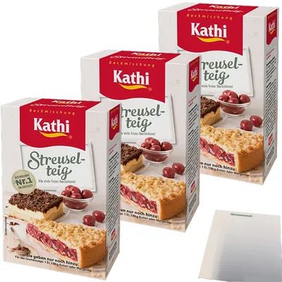 Produktbild von Kathi Backmischung für Streuselteig 3er Pack (3x420g Packung) + usy Block
