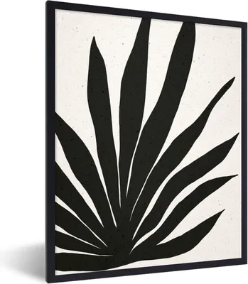 Produktbild von MuchoWow® Gerahmtes Poster Blatt - Pflanze - Minimalismus 60x80 cm - Poster mit Schwarzem Bilderrahmen Wandposter Rahmen Foto Bilder - Premium - Wanddeko Wohnzimmer