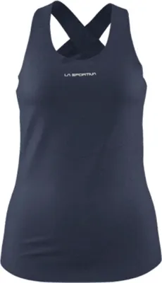 Dunkelblaues Damen-Tanktop "Twist Tank" von La Sportiva; mit Racerback-Design.