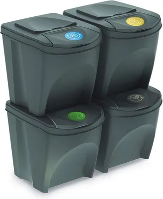 Produktbild von Famanu Mülltonne Sortibox Abfalltrennsystem (4 x 25 L) - Nachhaltige und hygienische Abfallbewirtschaftung