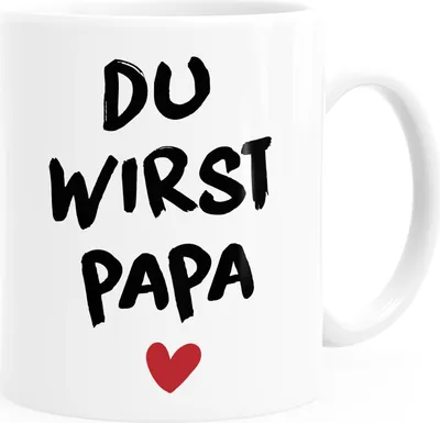 Produktbild von Kaffee-Tasse mit Spruch Du wirst Papa Geschenk Ankündigung Schwangerschaft Moonworks® weiß Keramik-Tasse
