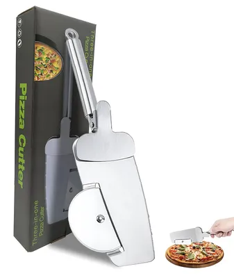 Pizzaschneider aus Edelstahl mit Pizzaschaufel, 2-teilig