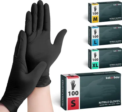 Immagine prodotto di KOTARBAU® scatola da 100 pezzi guanti monouso guanti in nitrile guanti monouso S guanti neri guanti in gomma monouso guanti protettivi accessori per officina guanti da cucina Guanti