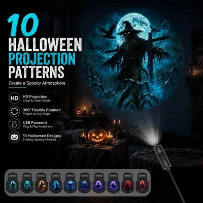 Produktbild von Halloween Projektions-Nachtlicht mit 10 Mustern