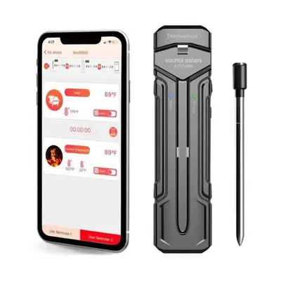 Produktbild von Vulpes Goods Küchenthermometer, Fleischthermometer, mit App, drahtlos, BBQ-Fleischthermometer, Ofenthermometer und Kochthermometer, 80 m Reichweite