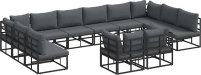 Produktbild von Gartensofa-set mit Kissen 12 pcs Schwarz Aluminium