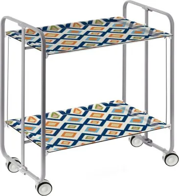 Produktbild von DON HIERRO - Klappbarer Servierwagen BAUHAUS mit Rollen – Metallgestell grau, 2 Ebenen, 4 Positionen