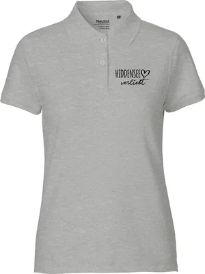 Produktbild von Huuraa Damen Polo Shirt Hiddensee verliebt L Sport Grey Bio Baumwolle Fairtrade Poloshirt Geschenkidee