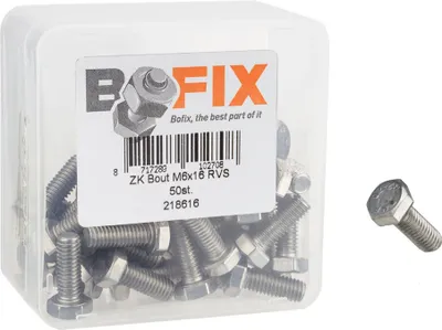 Zdjęcie produktu dla Bofix Fixx Puste śruby sześciokątne M6x16 50 sztuk, stal nierdzewna