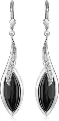 Produktbild von MATERIA by Matthias Wagner Elegante Ohrringe Silber 925 schwarz - Damen Ohrhänger mit Onyx Edelstein Tropfen und Zirkonia SO-164