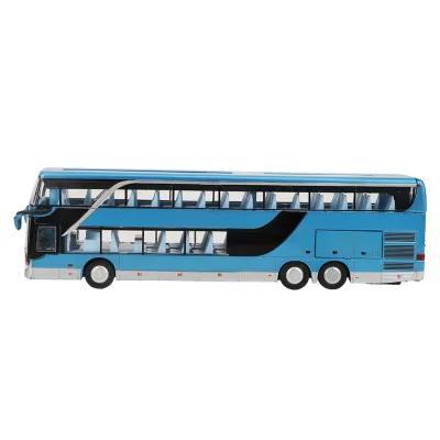 Produktbild von Elektrisches Doppeldeckerbus-Modell aus Metall im Maßstab 1:32 mit Licht und Musik, Spielzeug für Kinder, Geschenk für Kinder (Blau)