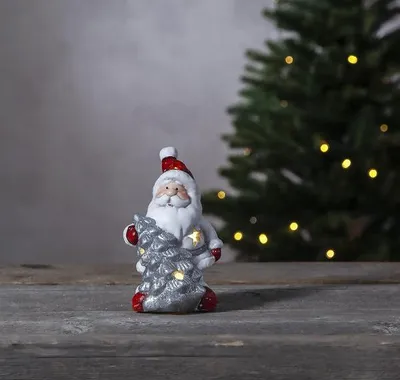Produktbild von LED Keramik Figur 'Friends' - Santa/Weihnachtsmann - 1 warmweiße LED - H: 14cm - Batteriebetrieb
