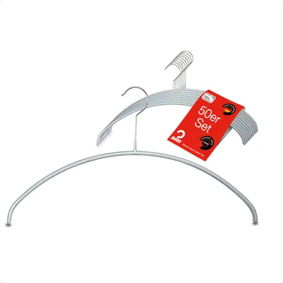 Produktbild von MAWA Kleiderbügel, 50er-Set, rutschfest, 40 cm, Silber, hochwertig & langlebig