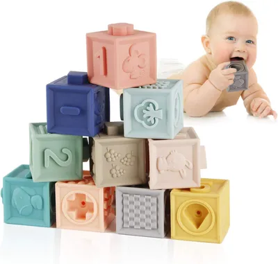 Zdjęcie produktu dla Mini Tudou – Zabawka dla dzieci – Klocki do układania – 12 sztuk miękkich klocków