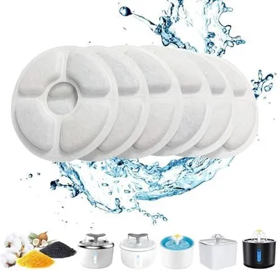 Produktbild von Katzenbrunnen Filter Rund, Filter für Katzenbrunnen Ersatzfilter für 2,0-2,5L Trinkbrunnen 10 Stück Filters mit Harz und Aktivkohle für Katzen und Hunde