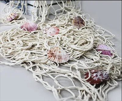 Produktbild von Dekonetz Fischernetz mit Muscheln Maritim Design Dicke Baumwolle Hautfarbe