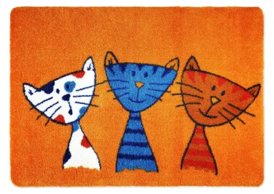 Produktbild von Omgoods - Fußmatte mit Katzenmotiv, 40 x 60 cm - Rutschfest und waschbar
