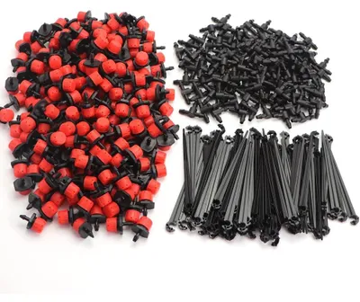 Produktbild von Tropfbewässerungsset Mikrotropfer Tropfer T-Stück Schlauchhalter - 150 Teile - Rot - Für Garten und Terrasse