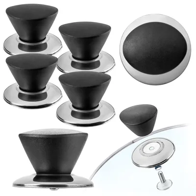 Produktbild von KADAX Topfdeckelgriff "Taranto", Haltegriff für Topfdeckel aus Kunststoff und Edelstahl, 4 Stück, Schwarz