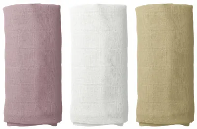 Produktbild von Musselin Mullwindeln 3er Pack 60x75 cm  – Mulltücher aus Baumwolle, Baby Spucktücher & Einschlagtücher