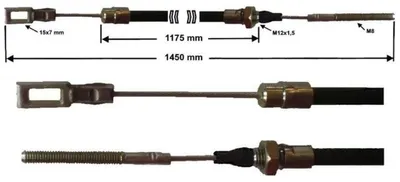 Produktbild von 1 Stück - Bremsseil für Peitz - HL: 1175mm - GL: 1450 mm + Gabelkopf
