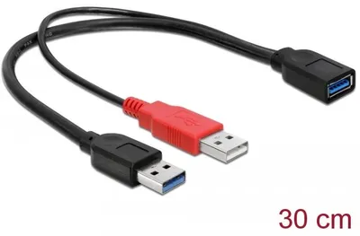 Image de Delock 83176 USB3.0 Y-Kabel Delock 2x A -> A St/Bu 0.30m