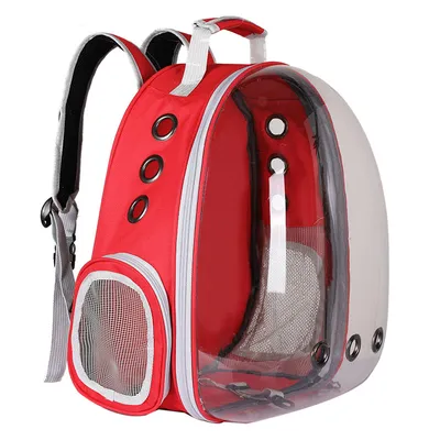 Imagen del producto de Mochila para mascotas AIORBER, cómoda y elegante, portátil, con materiales porosos y transpirables, ideal para perros y gatos, color rojo