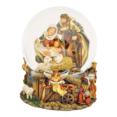 Produktbild von Spieluhr/Schneekugel Krippenszene 20 cm