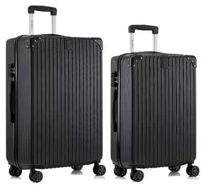 Produktbild von Hartschalen-Reisekoffer mit TSA-Schloss und YKK-Reißverschluss, Trolley-Kabinenkoffer mit 4 Rollen (Schwarz, L-XL-Set)