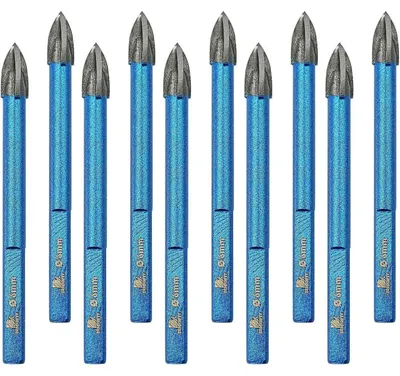Obrázok produktu pre Sada vŕtacích vrtákov na dlaždice, 10-dielna. 6 mm karbidové vrtáky na keramiku, dlaždice a kameň