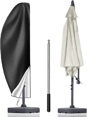 Zdjęcie produktu dla Pokrowiec na parasol, wodoodporny, wykonany z tkaniny Oxford 210D, o wymiarach 265 cm, przeznaczony do parasoli montowanych na zewnątrz